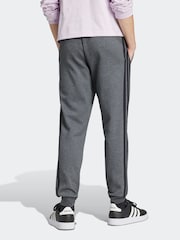 adidas Grey Black Essentials 3-Stripes Fleece Joggers - Image 2 of 6