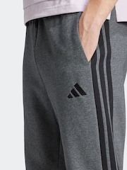 adidas Grey Black Essentials 3-Stripes Fleece Joggers - Image 4 of 6