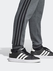 adidas Grey Black Essentials 3-Stripes Fleece Joggers - Image 5 of 6