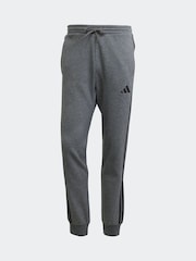 adidas Grey Black Essentials 3-Stripes Fleece Joggers - Image 6 of 6