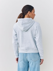 adidas Grey Coquette Ruffled Big Logo Graphic Hoodie - Image 3 of 5