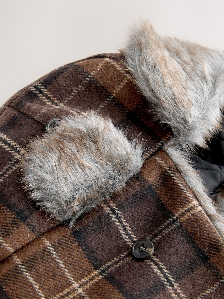 Brown Check Trapper Hat - Image 6 of 6 Brown Check Trapper Hat - Image 6 of 6