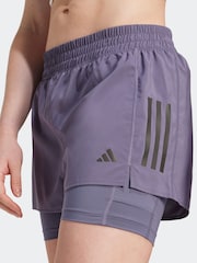 adidas Purple Light Own The Run 3 Stripe Shorts - Image 4 of 6