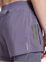 adidas Purple Light Own The Run 3 Stripe Shorts - Image 5 of 6