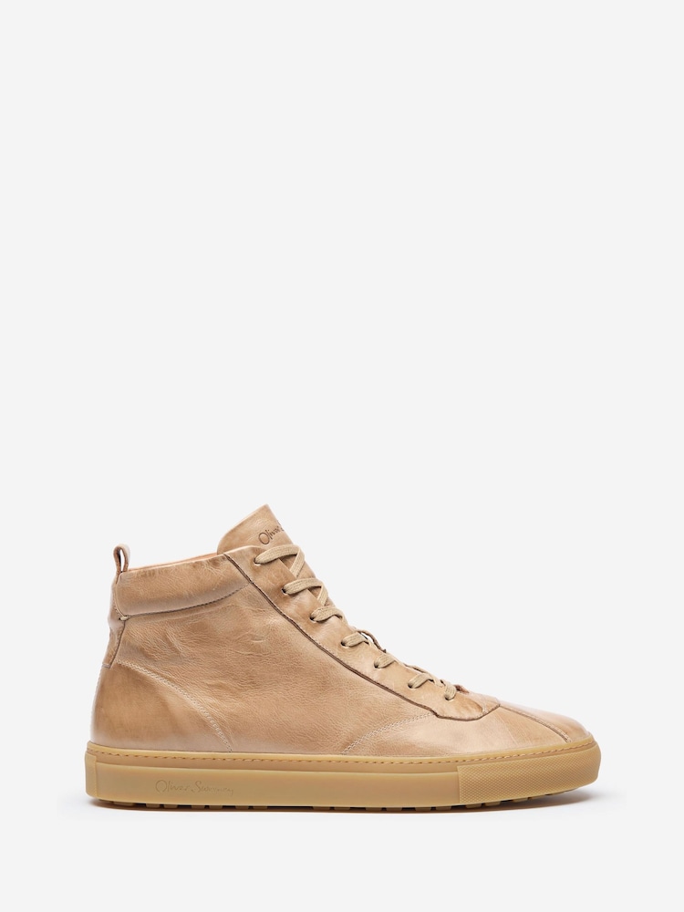 Oliver Sweeney Cream Hand Finished Calf Leather Retro Trainers - Image 1 of 5