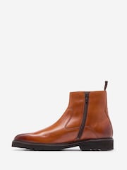 Oliver Sweeney Brown Antiqued Leather Zip Boots - Image 2 of 5