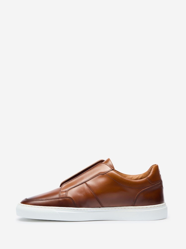 Oliver Sweeney Antiqued Calf Leather Cupsole Trainers - Image 2 of 5