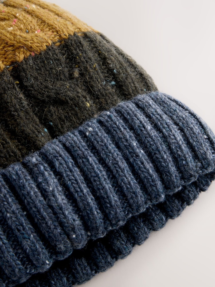 Cable Knit Stripe Bobble Hat - Image 2 of 3