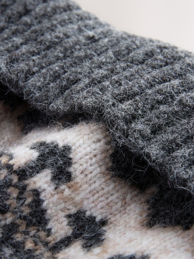 Gris - Gorro con estampado de grecas alpinas - Imagen 5 de 5