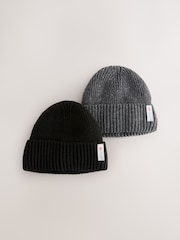 Black / Charcoal Grey Thinsulate Beanie Hats 2 Pack - Image 1 of 4