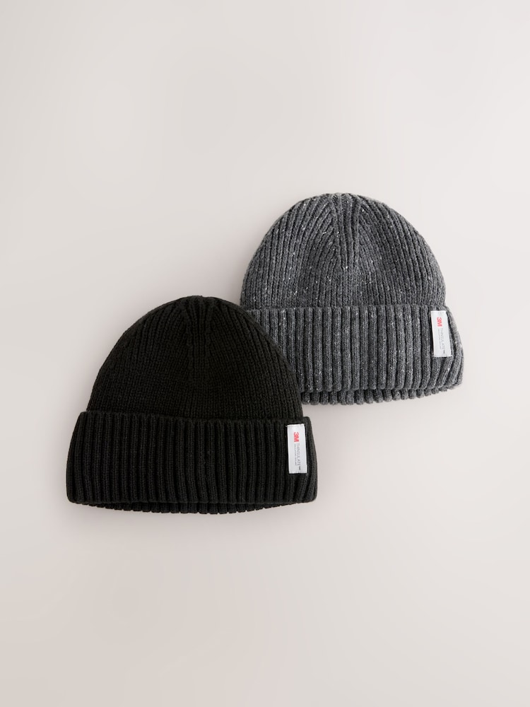 Black / Charcoal Grey Thinsulate Beanie Hats 2 Pack - Image 1 of 4