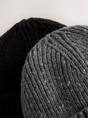 Black / Charcoal Grey Thinsulate Beanie Hats 2 Pack - Image 2 of 4