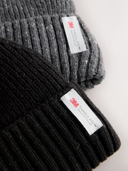 Black / Charcoal Grey Thinsulate Beanie Hats 2 Pack - Image 4 of 4