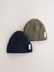 Navy Blue / Neutral Brown - Thinsulate Beanie Hats 2 Pack - Slika 1 iz 4