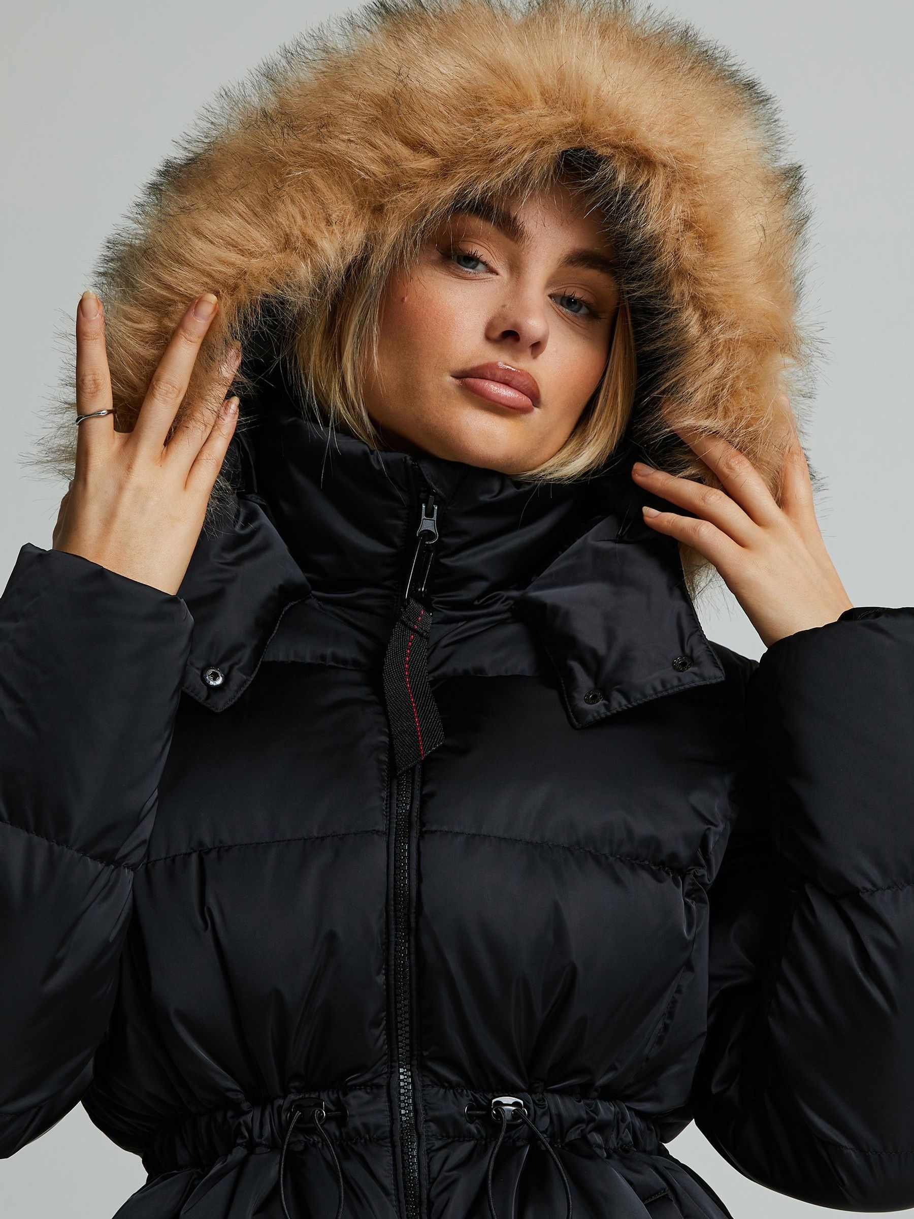 ジャケット・アウター Viavanda FUR HOODED PADDING JACKET BLACK FUR HOODED PADDING JACKET / BLACK – VIAVANDA