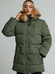 Zavetti Canada Womens Green Goshawa Puffer Parka Jacket - Image 1 of 6