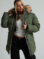 Zavetti Canada Womens Green Goshawa Puffer Parka Jacket - Image 3 of 6