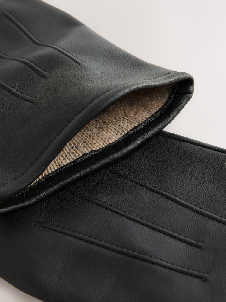 Black Signature Leather Gloves - Image 2 of 3