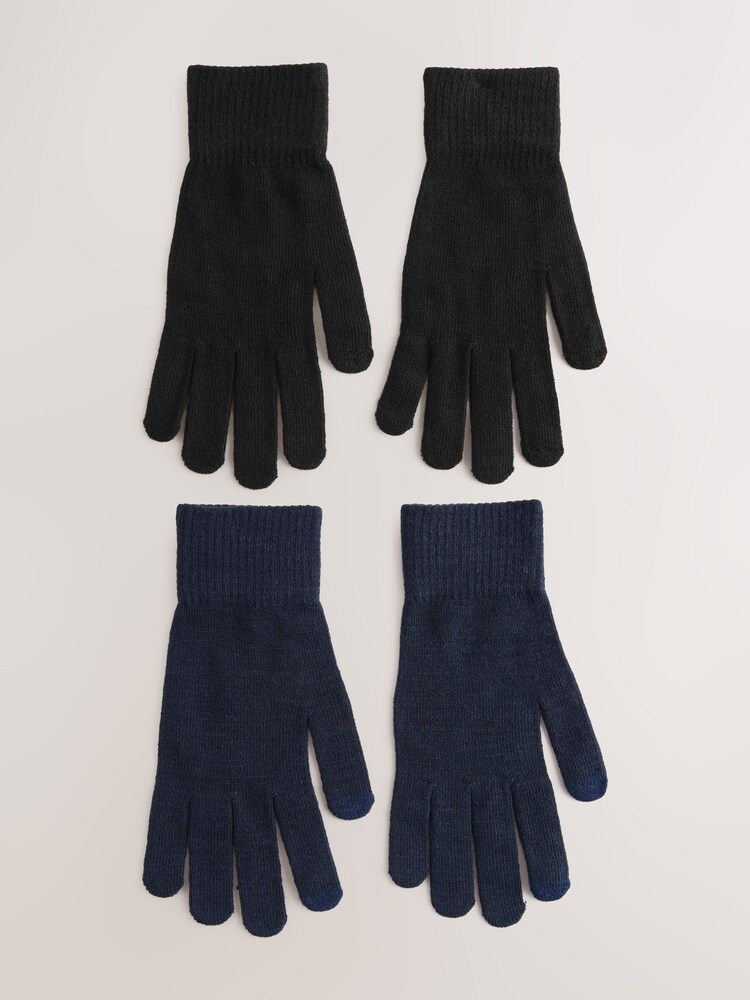 Black / Navy Blue Touch Screen Gloves 2 Pack - Image 1 of 5