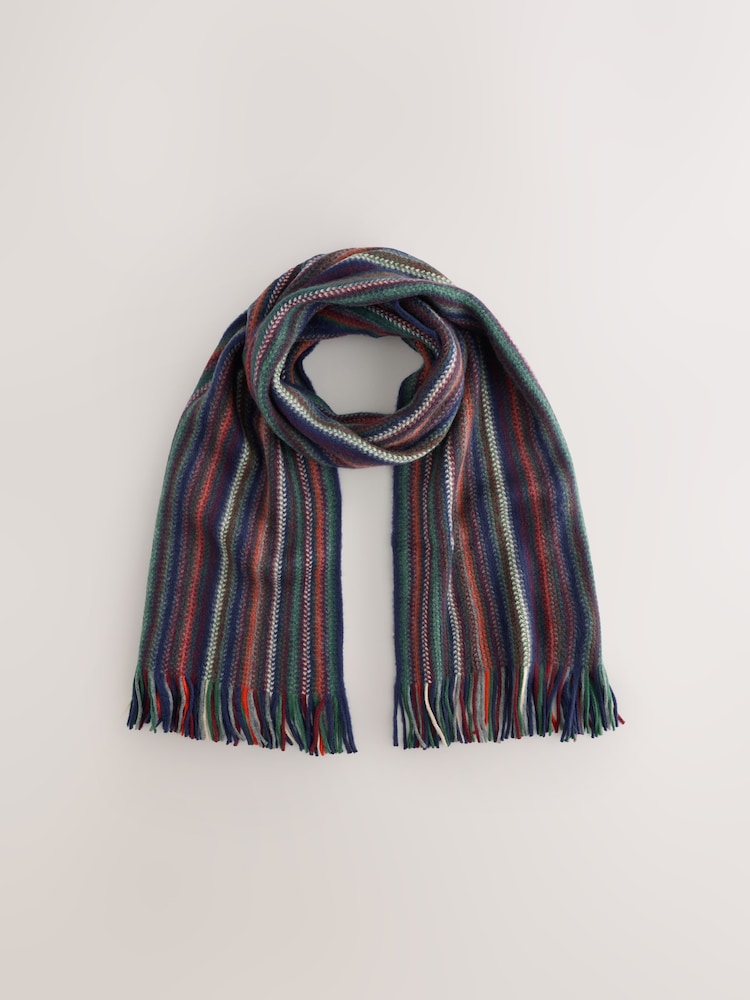 Multicolour Stripe Knitted Scarf - Image 1 of 3 Multicolour Stripe Knitted Scarf - Image 1 of 3