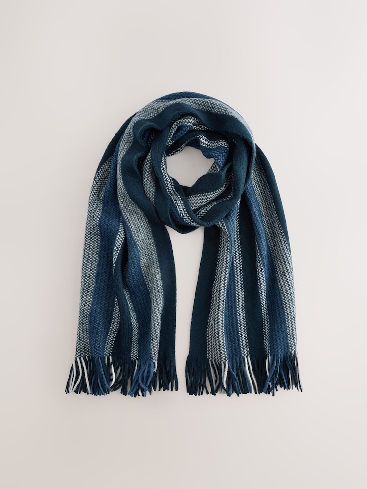 Blue Stripe Knitted Scarf - Image 1 of 3