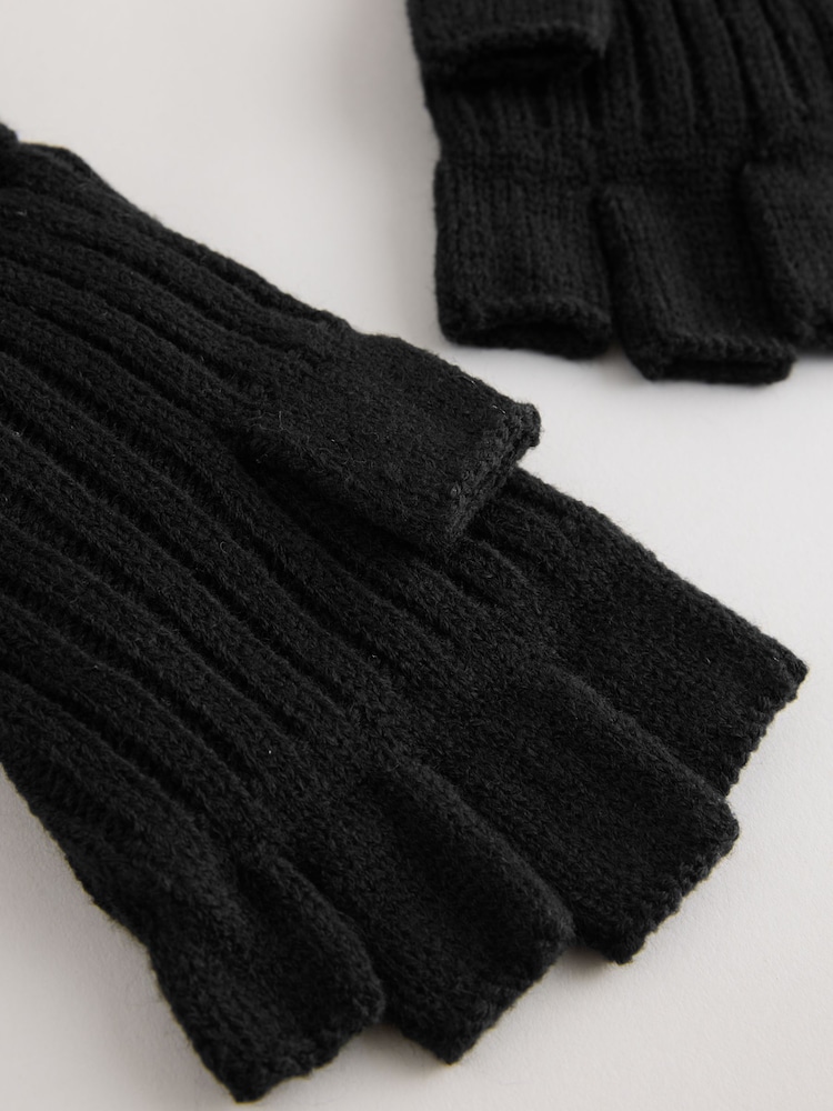 Black Thinsulate Fingerless Gloves - Image 3 of 3