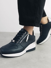 Moda in Pelle Blue Caspia Lace-Up Wedge Trainers - Image 1 of 4