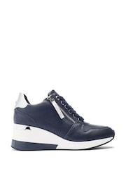 Moda in Pelle Blue Caspia Lace-Up Wedge Trainers - Image 2 of 4