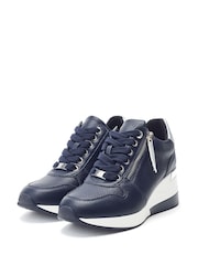 Moda in Pelle Blue Caspia Lace-Up Wedge Trainers - Image 3 of 4