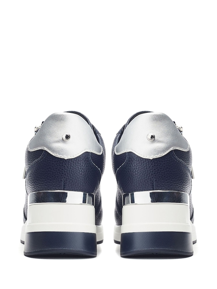 Moda in Pelle Blue Caspia Lace-Up Wedge Trainers - Image 4 of 4