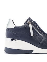 Moda in Pelle Blue Caspia Lace-Up Wedge Trainers - Image 5 of 5
