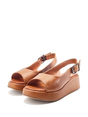 Moda in Pelle Sh Gorge Minimal Slingback Leather Platform Black Sandals - Image 2 of 4
