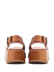 Moda in Pelle Sh Gorge Minimal Slingback Leather Platform Black Sandals - Image 3 of 4