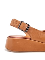 Moda in Pelle Sh Gorge Minimal Slingback Leather Platform Black Sandals - Image 4 of 4