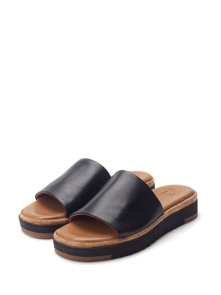 Moda in Pelle Gold Kanzan One Band Leather Mule On Low Wedges - Image 2 of 4