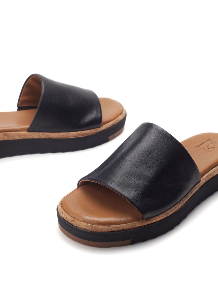 Moda in Pelle Gold Kanzan One Band Leather Mule On Low Wedges - Image 4 of 4