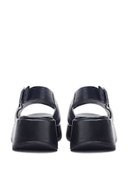 Moda in Pelle Sh Gorge Minimal Slingback Leather Platform Black Sandals - Image 3 of 4