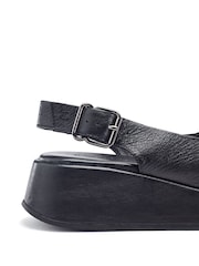 Moda in Pelle Sh Gorge Minimal Slingback Leather Platform Black Sandals - Image 4 of 4