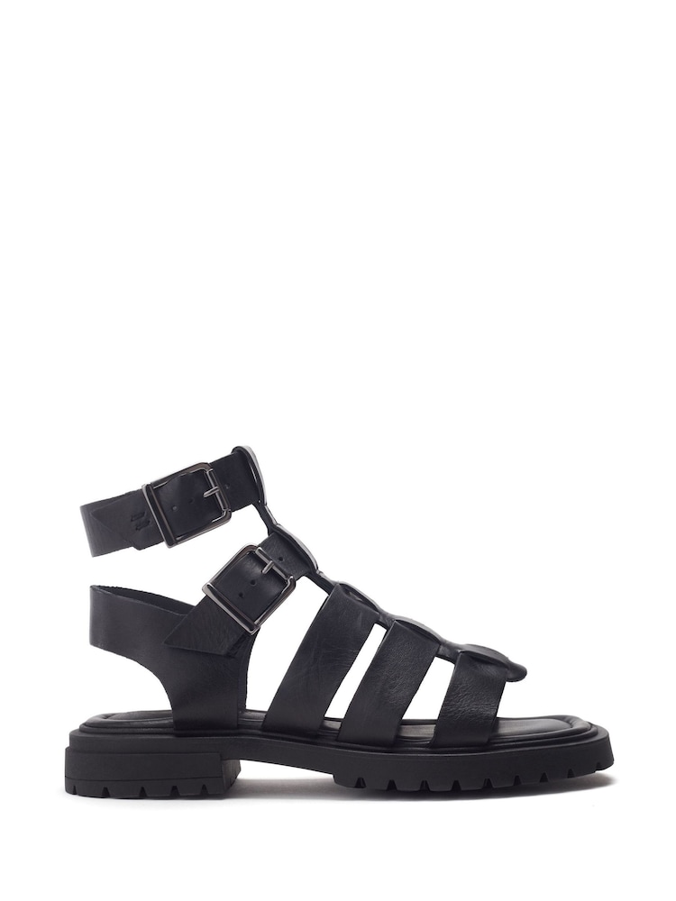 Moda in Pelle Sh Inland Cleated Leather Fisherman Black Sandals - Image 2 of 5