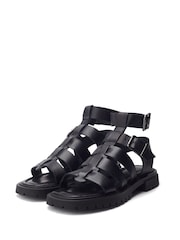 Moda in Pelle Sh Inland Cleated Leather Fisherman Black Sandals - Image 3 of 5