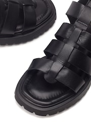 Moda in Pelle Sh Inland Cleated Leather Fisherman Black Sandals - Image 5 of 5