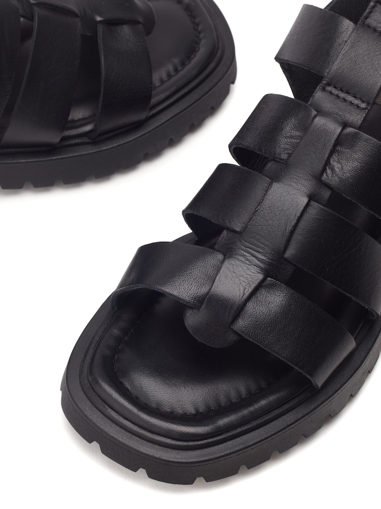 Moda in Pelle Sh Inland Cleated Leather Fisherman Black Sandals - Image 5 of 5
