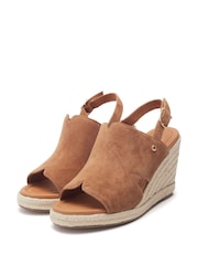 Moda in Pelle Kanji Sling Back Wedges Suede Brown Sandals - Image 2 of 4