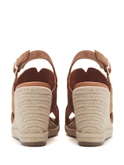 Moda in Pelle Kanji Sling Back Wedges Suede Brown Sandals - Image 3 of 4