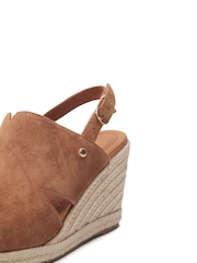 Moda in Pelle Kanji Sling Back Wedges Suede Brown Sandals - Image 4 of 4