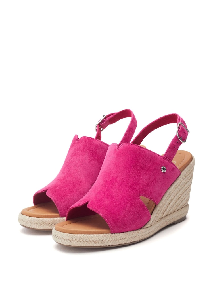 Moda in Pelle Kanji Sling Back Wedges Suede Brown Sandals - Image 2 of 4