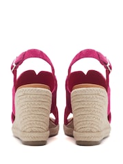 Moda in Pelle Kanji Sling Back Wedges Suede Brown Sandals - Image 3 of 4