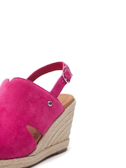 Moda in Pelle Kanji Sling Back Wedges Suede Brown Sandals - Image 4 of 4