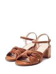 Moda in Pelle Mokara Twist Knot Feature Comfort Block Heel Brown Sandals - Image 2 of 4