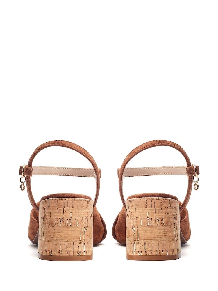Moda in Pelle Mokara Twist Knot Feature Comfort Block Heel Brown Sandals - Image 3 of 4